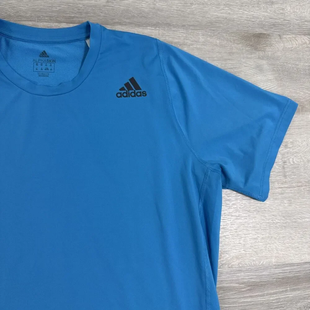 Adidas Shirt Men’s Blue 2XL Alphaskin Climacool Mesh Back Training Workout Tee